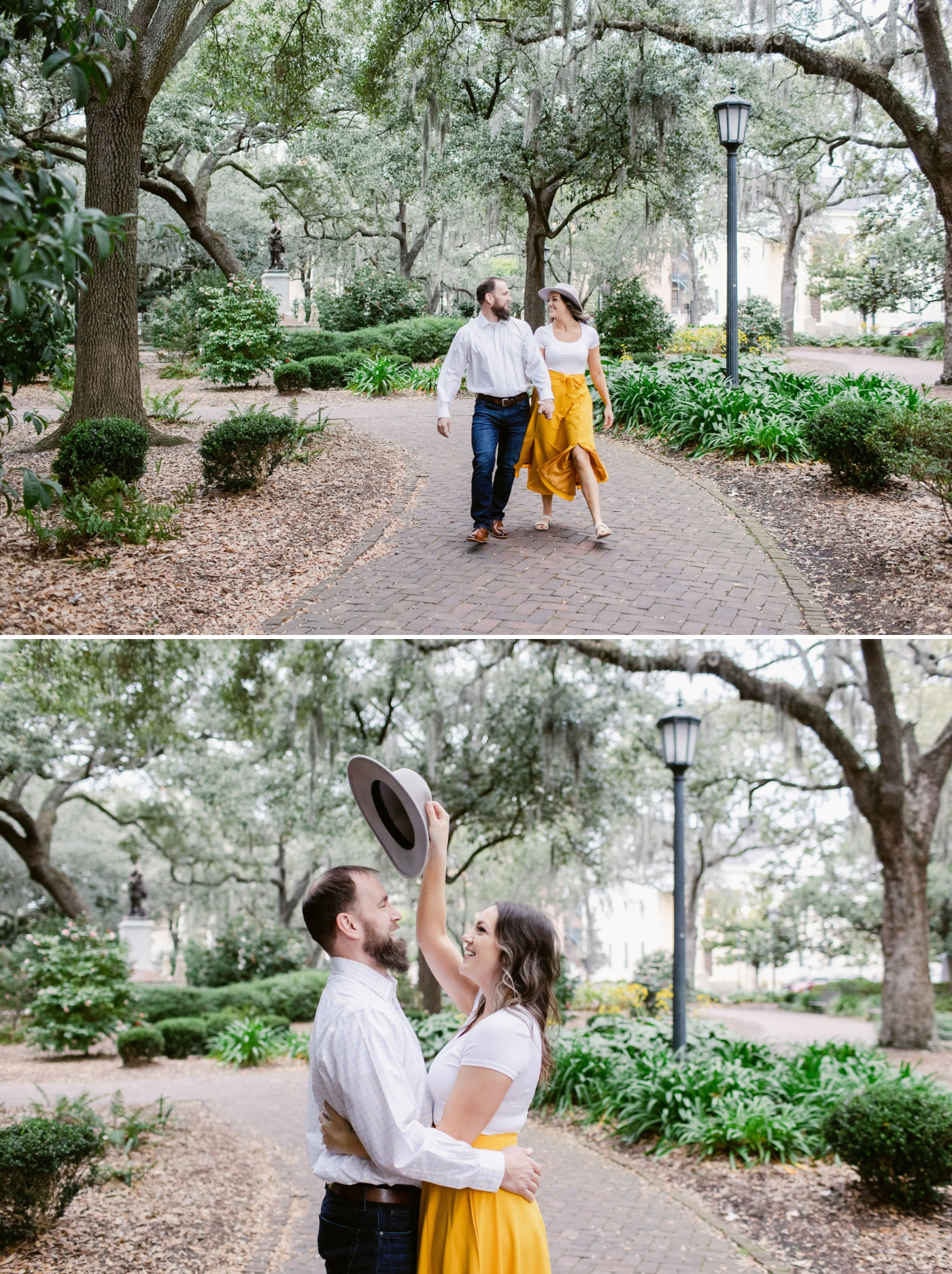 outdoor downtown Savannah engagement session