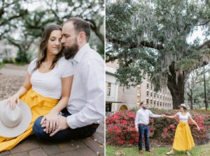 engagement photos in Johnson Square in Savannah