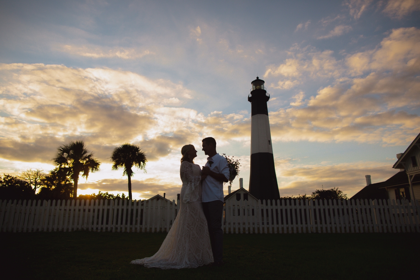 bride and groom portraits at Tybee Island