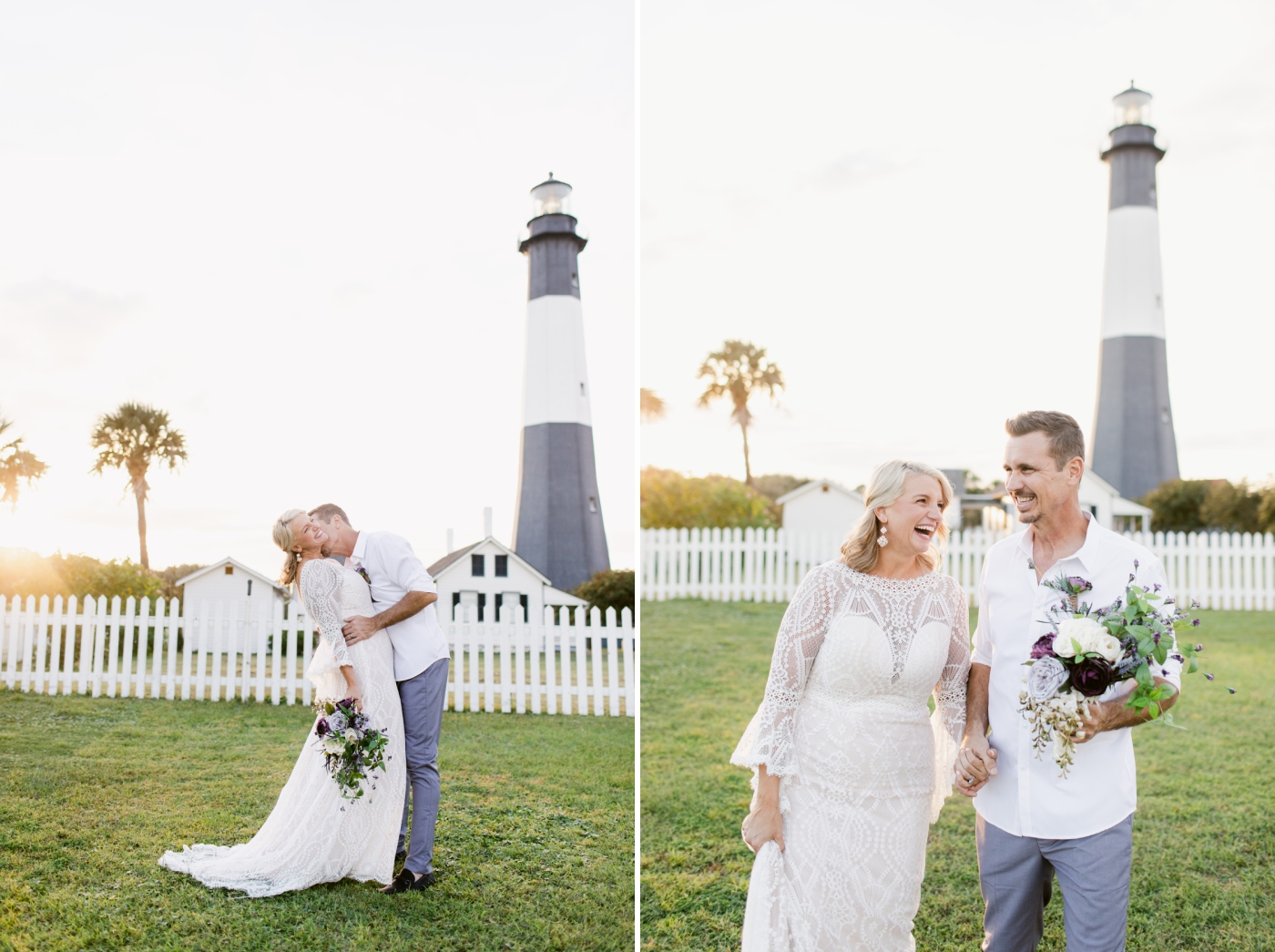 bride and groom portraits at Tybee Island