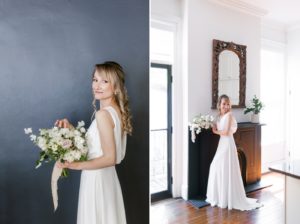 bride in simple a line gown