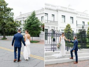 bride and groom portraits in Downtown Savannah