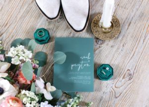 teal wedding invites by Unmeasured Events