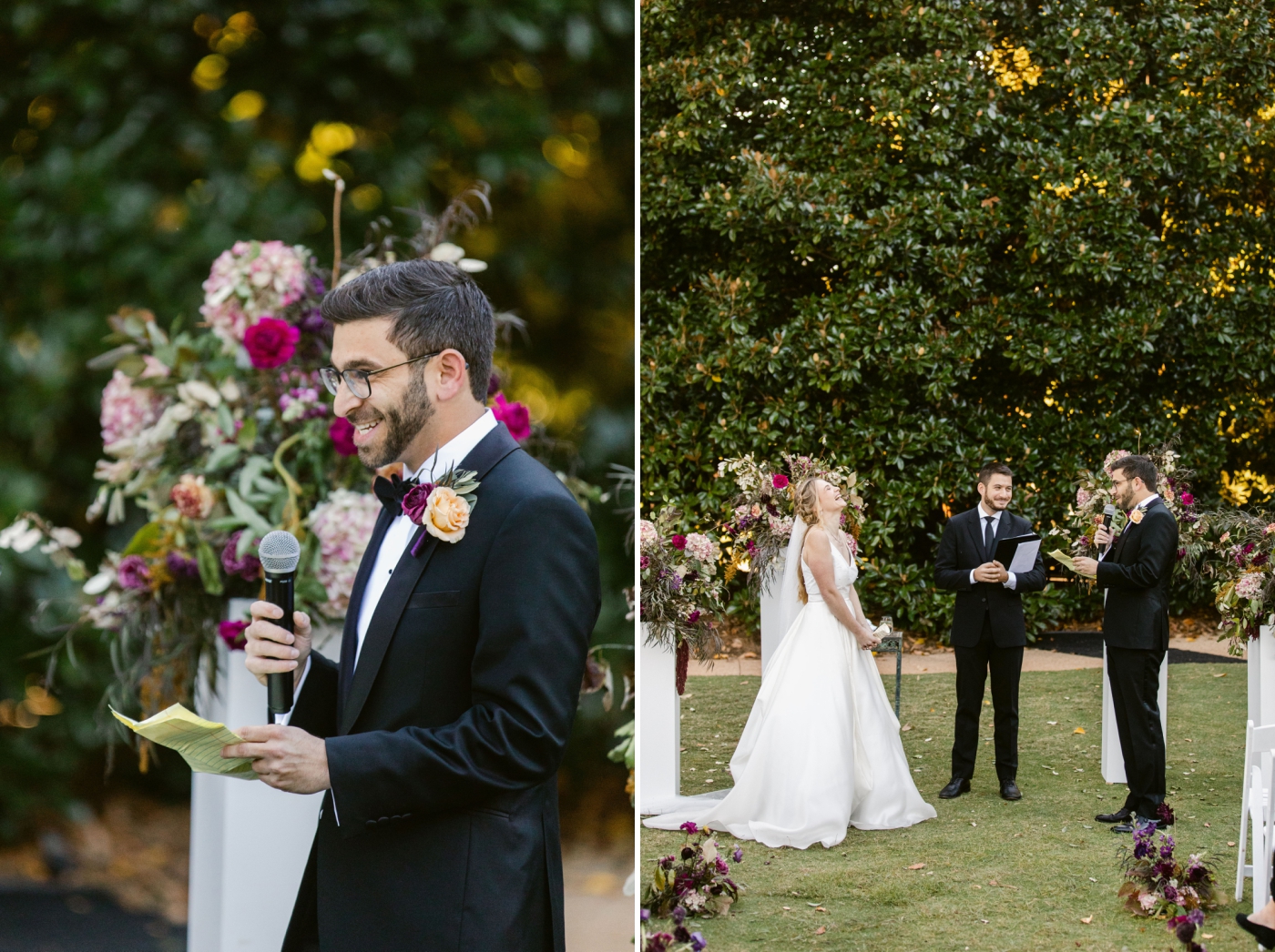 rustic wedding ceremony at Atlanta Botanical Gardens