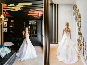 bride in wedding gown by Carol Hannah