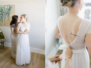 bride in lace gown