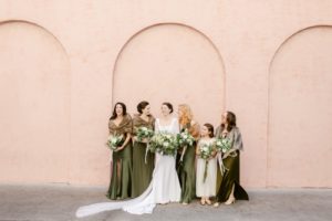 bridesmaids in green dresses