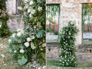 white and green floral ceremony background