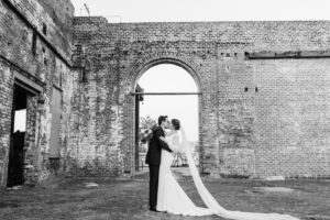 bride and groom portraits at Georgia State Railroad Museum