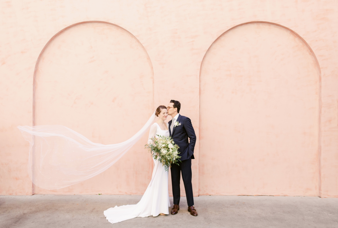 bride and groom portraits at Olde Pink House