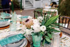 Intimate backyard wedding in Savannah with colorful details