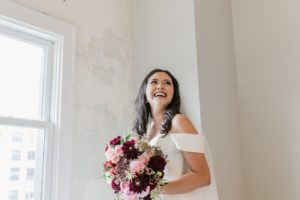 Red and blush bridal bouquet by Ivory & Beau