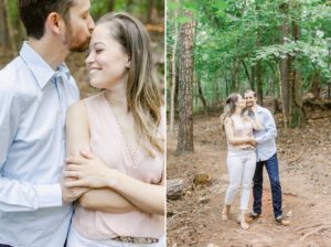 Couple embracing for their engagement session in Atlanta