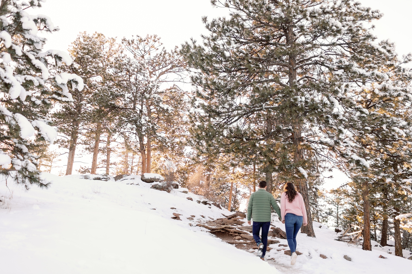 Snowy Engagement Session at Lookout Mountain in Colorado