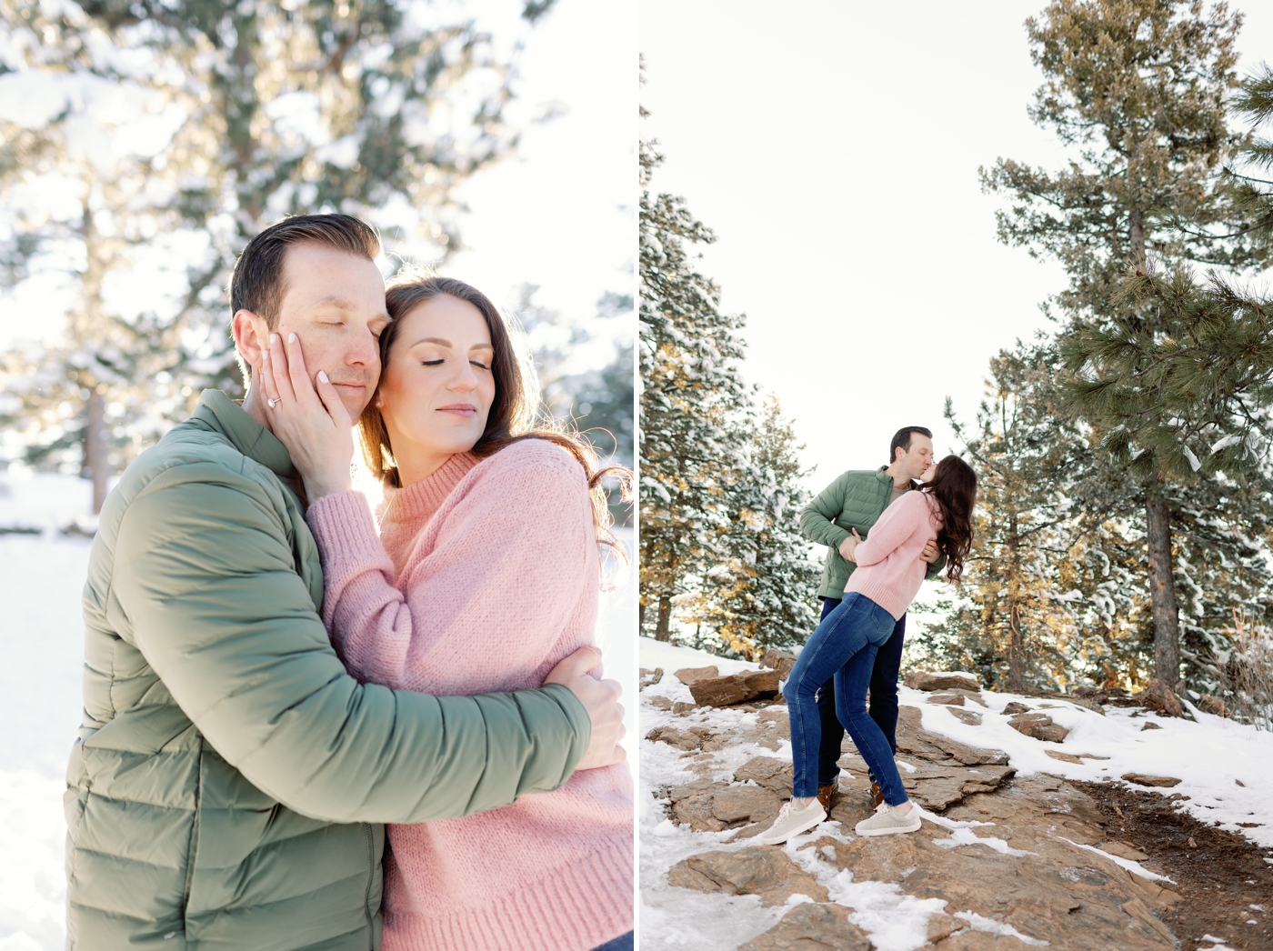 Couple embracing at their engagement session