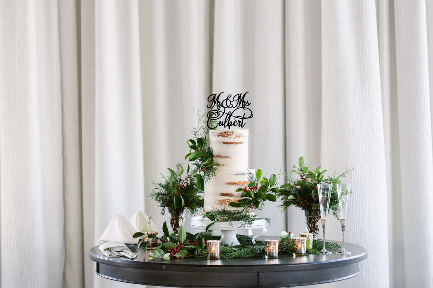 Two tier naked wedding cake by Vanilla And The Bean