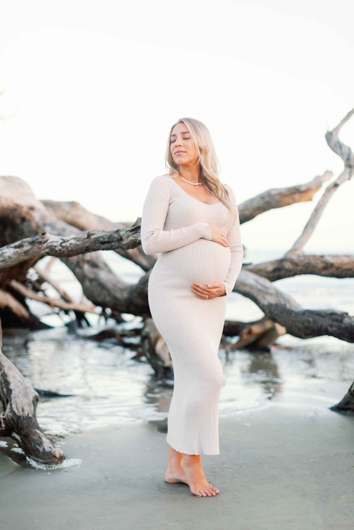 sunset maternity session at Driftwood Beach