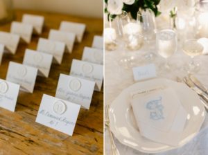 wedding day of stationery with blue accents