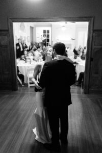 Bride and groom sharing their first dance.