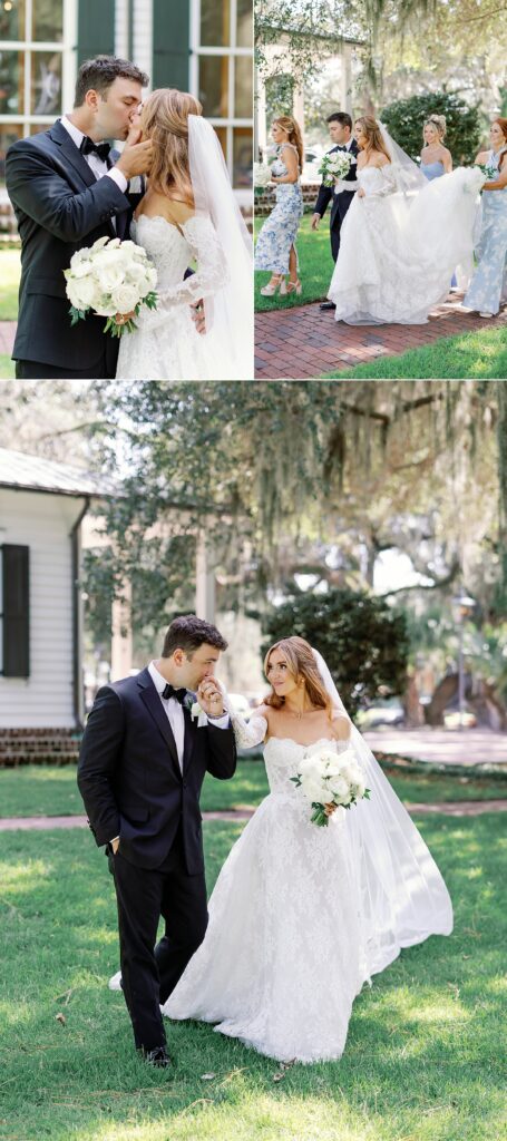 Bride and groom just married during  Wedding at Montage Palmetto Bluff