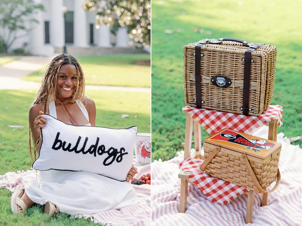 UGA students enjoying a red and white picnic with friends in Athens GA