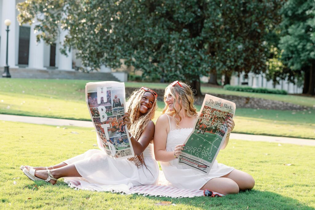 UGA students enjoying a red and white picnic with friends in Athens GA
